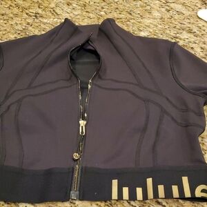 lululemon athletica Black Bomber Jacket with Gold Logo